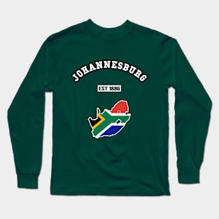 Johannesburg South Africa Strong, RSA Flag Map, 1886, City Pride Long Sleeve T-Shirt